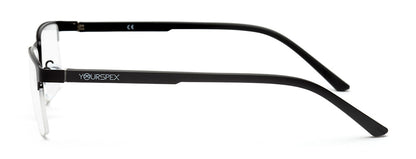 BLACK HALF RIM RECTANGULAR EYEGLASSES FOR MEN
