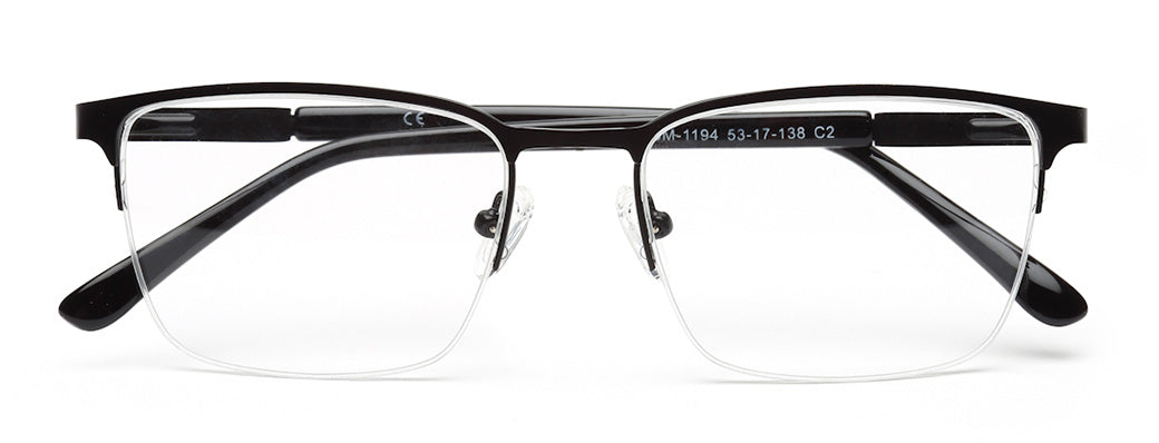 BLACK HALF RIM RECTANGULAR EYEGLASSES