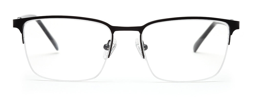 BLACK HALF RIM RECTANGULAR EYEGLASSES