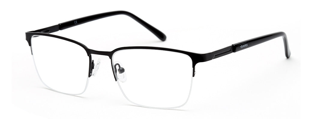 BLACK HALF RIM RECTANGULAR EYEGLASSES