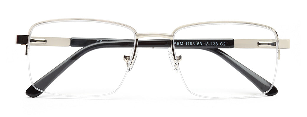 HALF RIM SILVER SPECTACLES FOR MEN