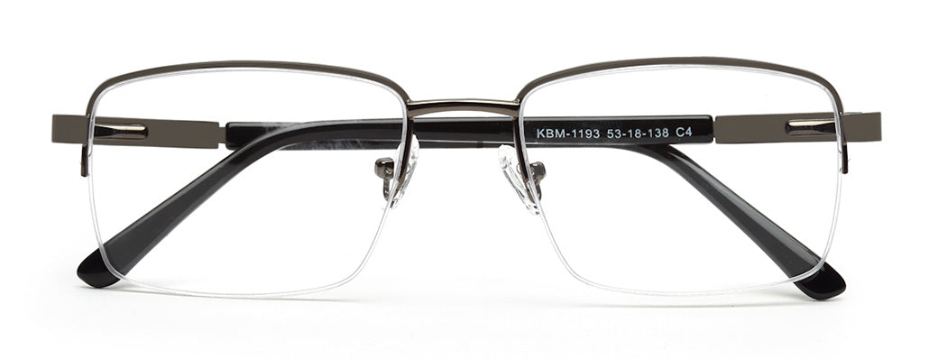 METALLIC GREY HALF RIM UNISEX FRAME