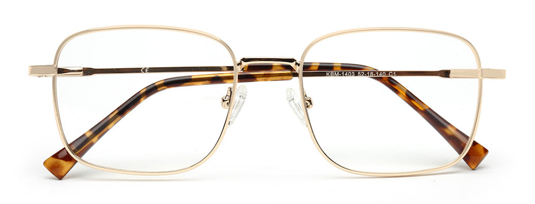 UNISEX GOLDEN SQUARE FRAME WITH TORT TEMPLE