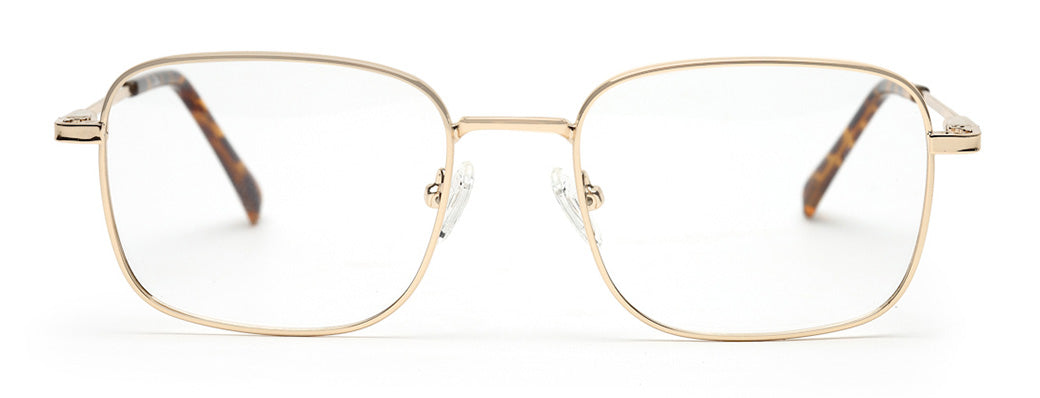 UNISEX GOLDEN SQUARE FRAME WITH TORT TEMPLE