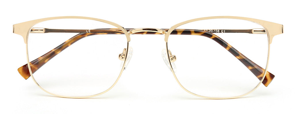 GOLDEN CLUBMASTER EYEGLASSES WITH TORT TEMPLE