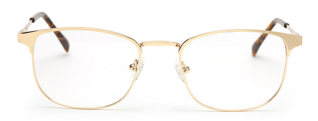 GOLDEN CLUBMASTER EYEGLASSES WITH TORT TEMPLE