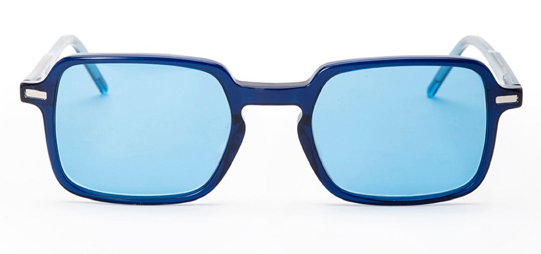 UV400 Blue Square Shaped Acetate Sunglasses