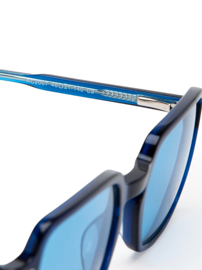 UV400 Blue Square Shaped Acetate Sunglasses