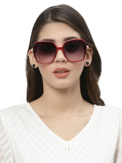 Red Irregular Shaped UV 400 Polarised Sunglass for Women