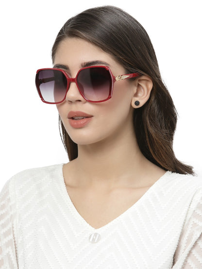 Red Irregular Shaped UV 400 Polarised Sunglass for Women