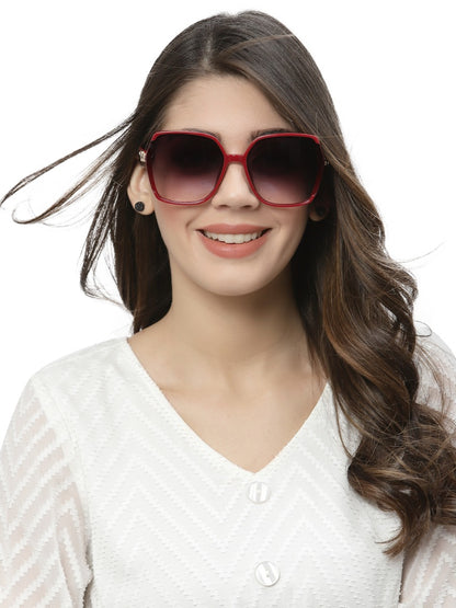 Red Irregular Shaped UV 400 Polarised Sunglass for Women
