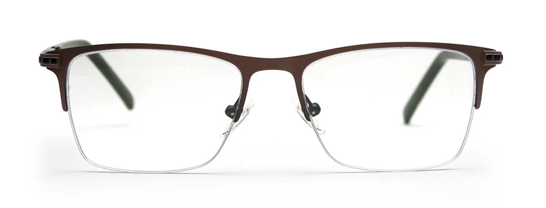 Sage Grey Rectangle Half Rim Frames for Men