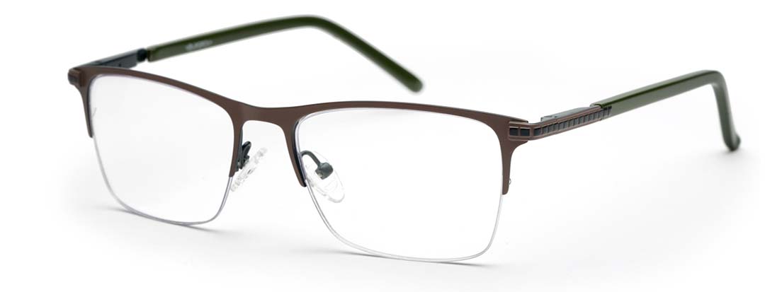 Sage Grey Rectangle Half Rim Frames for Men
