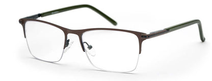 Sage Grey Rectangle Half Rim Frames for Men
