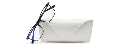 Sapphire Blue Matte Full-Rim Rectangle Eyeglasses for Men