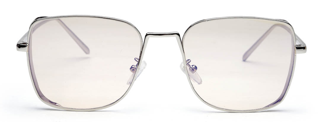 Silver Metal Square UV Sunglass for Women and Men