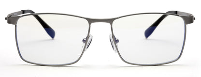 Silver Titanium Rectangle Eyeglasses for Men