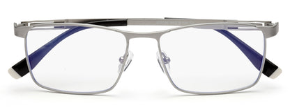 Silver Titanium Rectangle Eyeglasses for Men