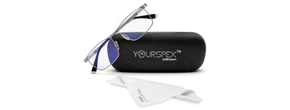 Silver Titanium Rectangle Eyeglasses for Men