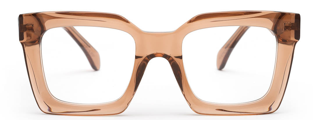 Thick Light Brown Square Full Rim Acetate Frame for Men & Women