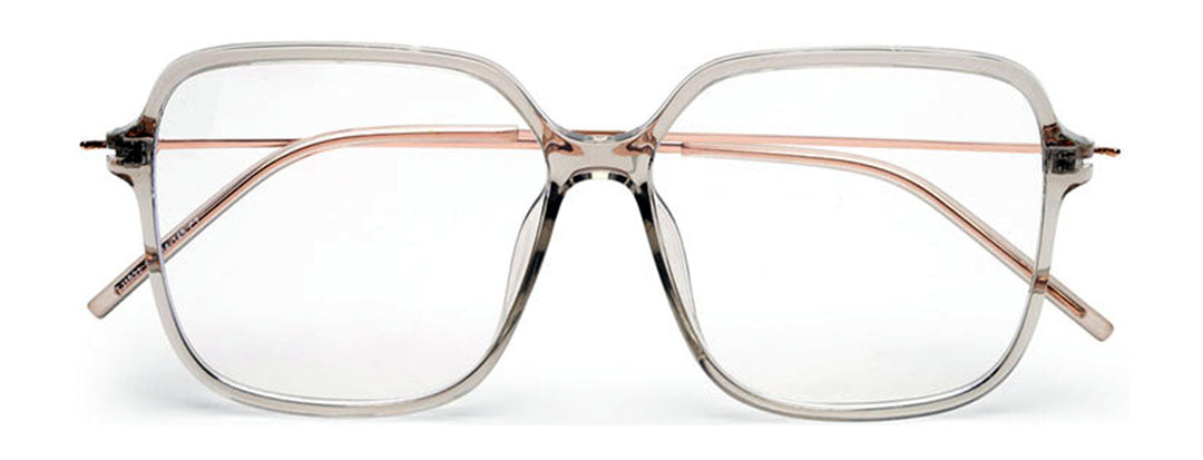 Large Square Transparent Glasses Mens with Rose Gold Temple