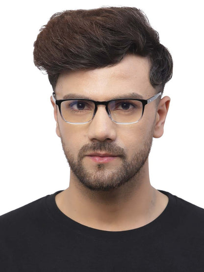 Transparent Black Gradient Rectangle Eyeglasses for Men