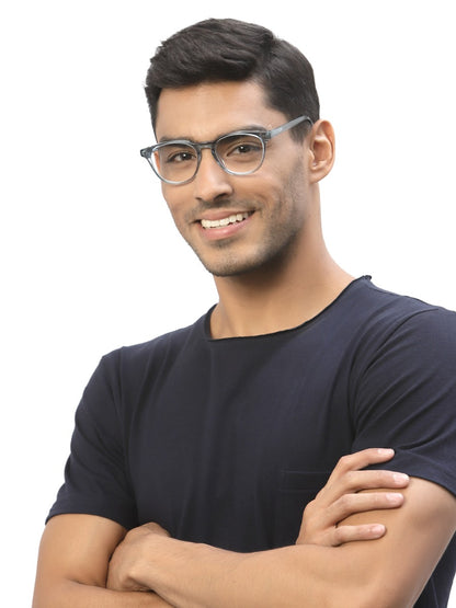 Transparent Blue Cateyes Full Rim Acetate Frame for Men & Women