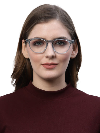 Transparent Blue Cateyes Full Rim Acetate Frame for Men & Women