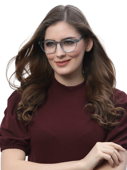 Transparent Blue Cateyes Full Rim Acetate Frame for Men & Women