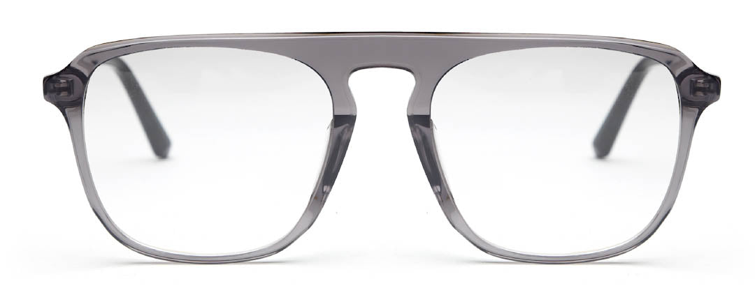 Transparent Grey Square Full Rim Acetate Frame for Men