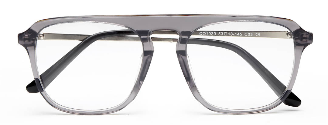 Transparent Grey Square Full Rim Acetate Frame for Men