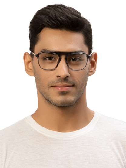 Transparent Grey Square Full Rim Acetate Frame for Men