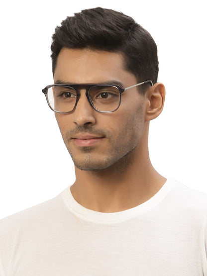 Transparent Grey Square Full Rim Acetate Frame for Men