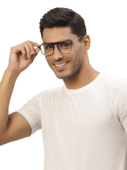 Transparent Grey Square Full Rim Acetate Frame for Men