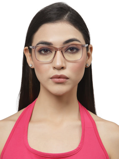 Transparent Light Mauve Square Eyeglass for Women