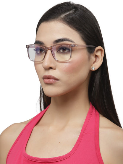 Transparent Light Mauve Square Eyeglass for Women