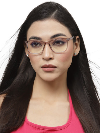 Transparent Light Mauve Square Eyeglass for Women