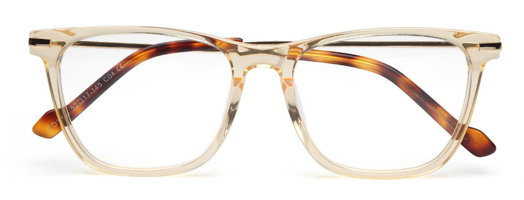 Transparent Yellow Square Full Rim Acetate Frame for Men & Women