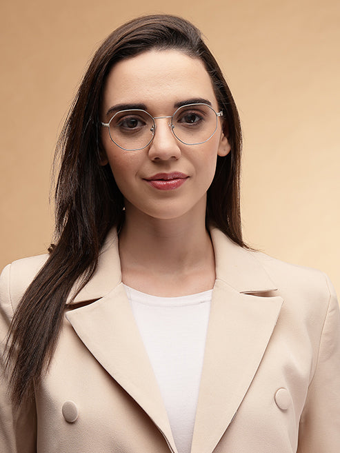 Stylish Hexagon Silver Spectacles