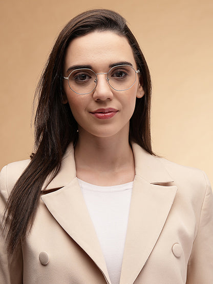 Stylish Hexagon Silver Spectacles