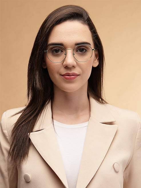 Stylish Hexagon Green Spectacles