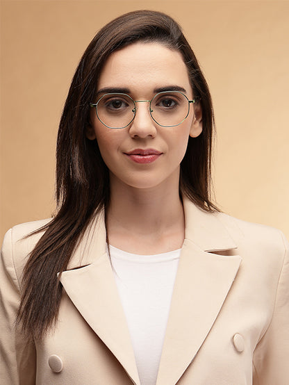 Stylish Hexagon Green Spectacles