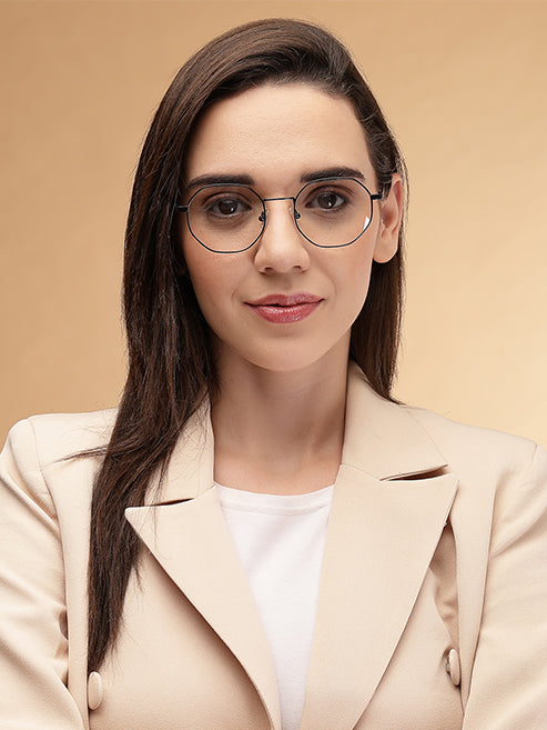 Stylish Hexagon Black Spectacles