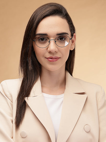 Sleek Designed Oval Black Spectacles