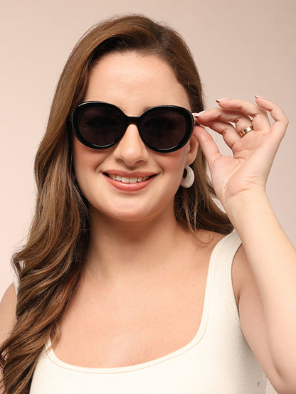 YourSpex-Bold Round Black UV 400 Acetate Sunglasses-Medium-Round