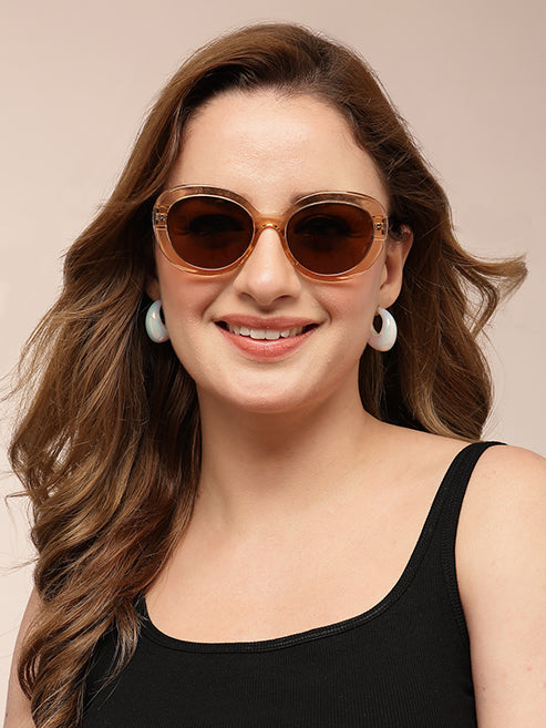 YourSpex-Bold Round Brown UV 400 Acetate Sunglasses-Medium-Round