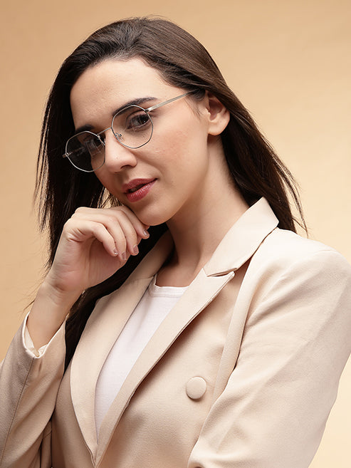Stylish Hexagon Silver Spectacles