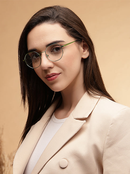 Stylish Hexagon Green Spectacles