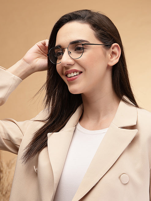 Stylish Hexagon Black Spectacles