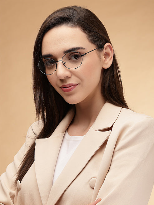 Sleek Designed Oval Black Spectacles